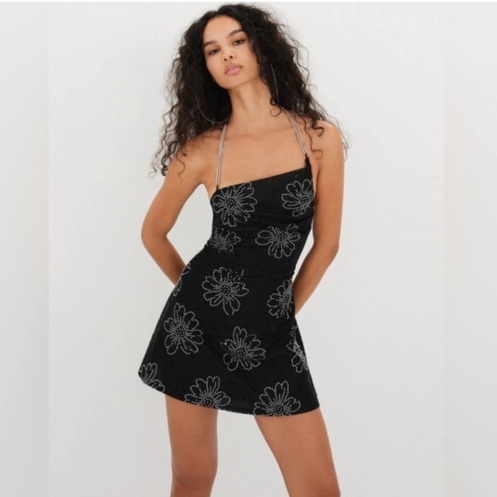 For love and lemons, rhinestone black dress, so elegant and form fitting